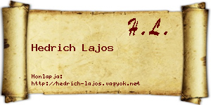 Hedrich Lajos névjegykártya